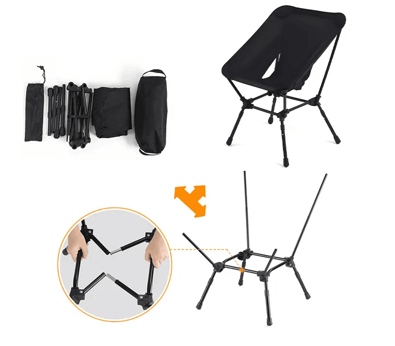 3 Gear Adjustable Aluminum Ground Folding Camping Chair KASSICO